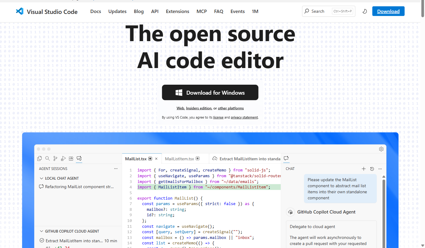 Page de téléchargement Visual Studio Code