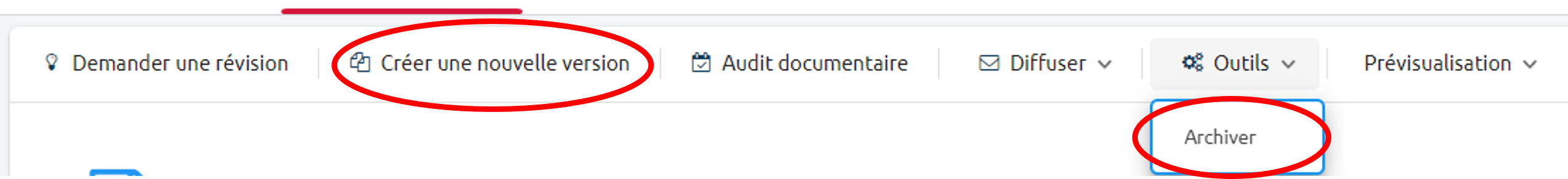 Demander une révision et actions sur document applicable