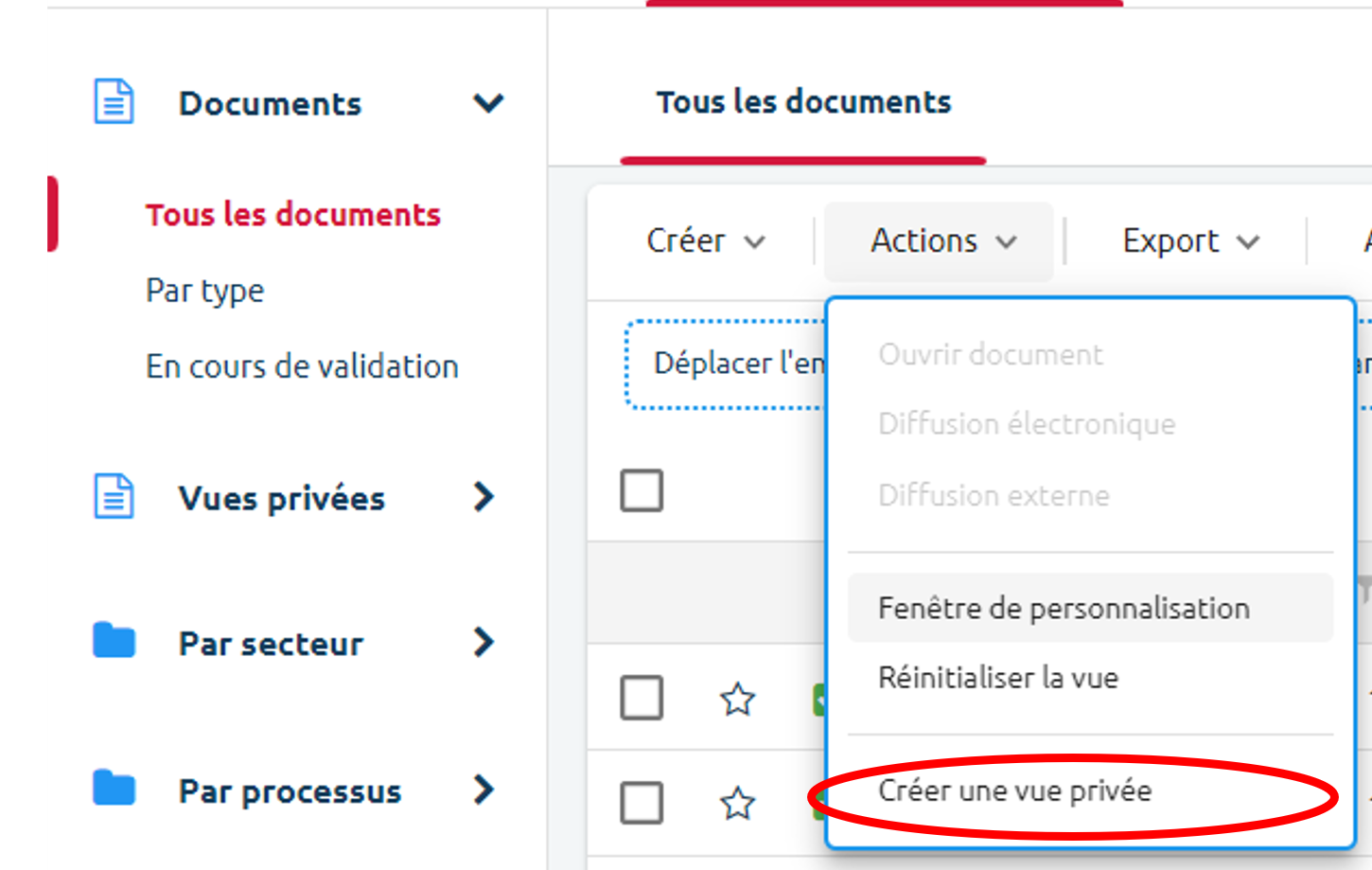 Créer une vue privée — suivi des dates de validité