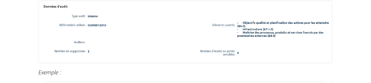 Données d'audit interne