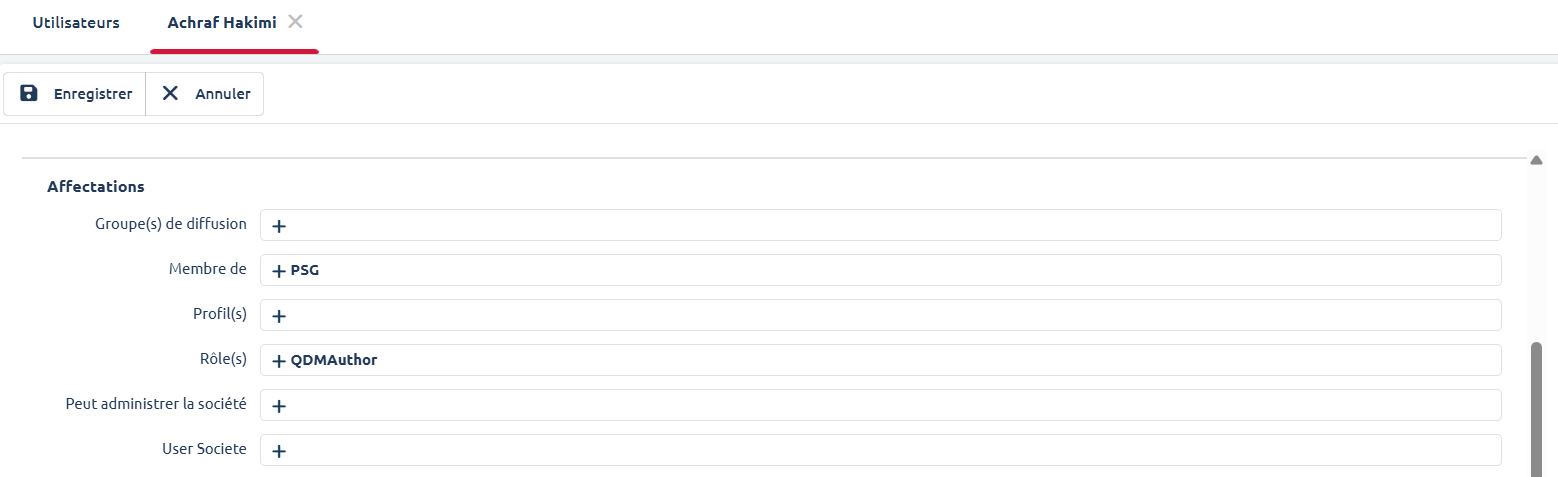 Affectations, Groupes et Rôles