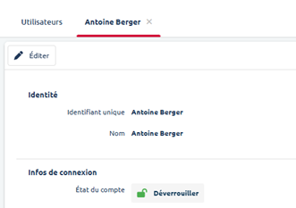 Fiche utilisateur - dévérouillé