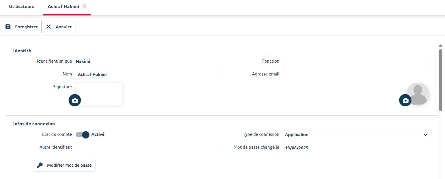 Formulaire Utilisateur - Identité