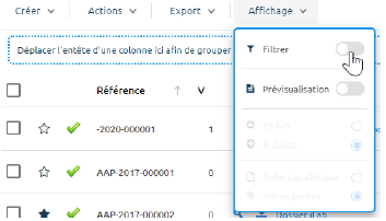 Activation des filtres multicritères