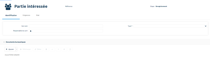 Formulaire Partie intéressée — Identification