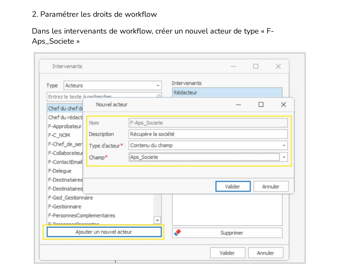 Intervenants workflow — Acteur F-Aps_Societe