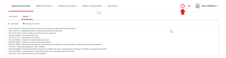 Mon bureau — vue Mes favoris