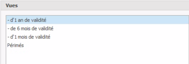 Vue de l'entête Courtes échéances