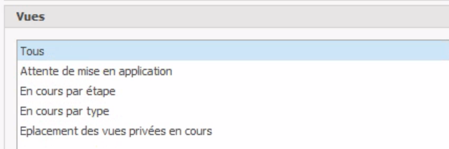 Vue de l'entête En cours
