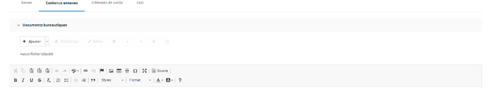 Onglet Contenus annexes