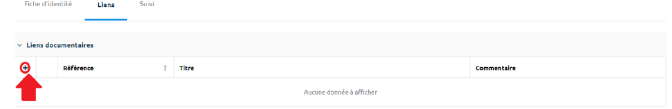 Onglet Liens documentaires — Action