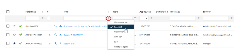 Options de recherche