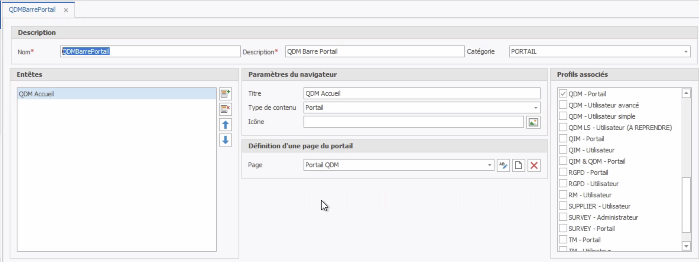 Portail d'accueil QDM