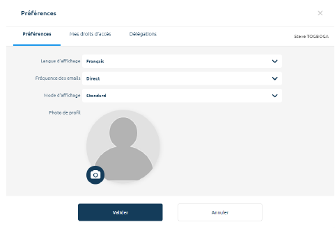 Préférences — Langue, e-mails et affichage