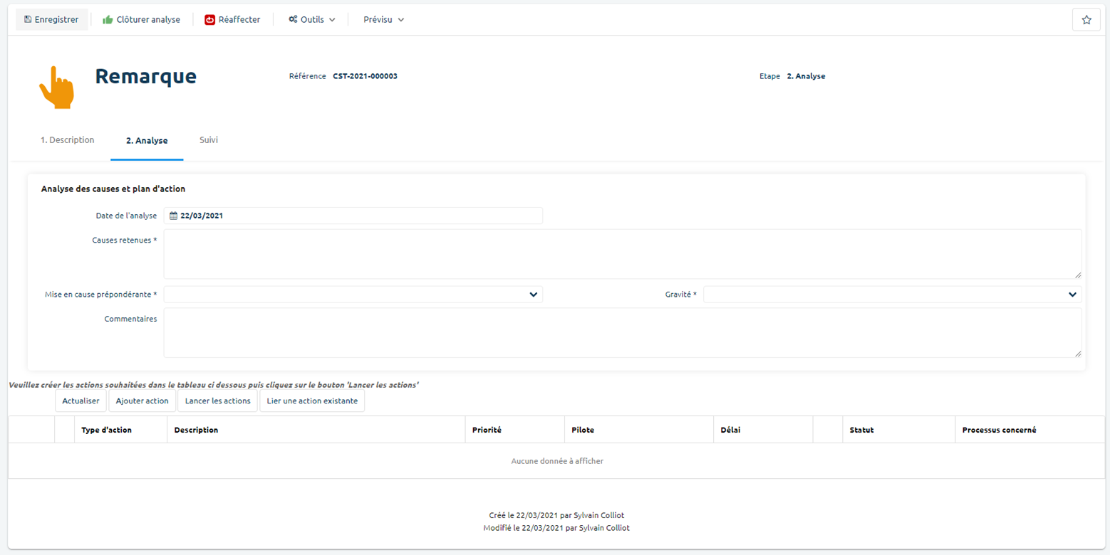 Onglet Analyse du constat