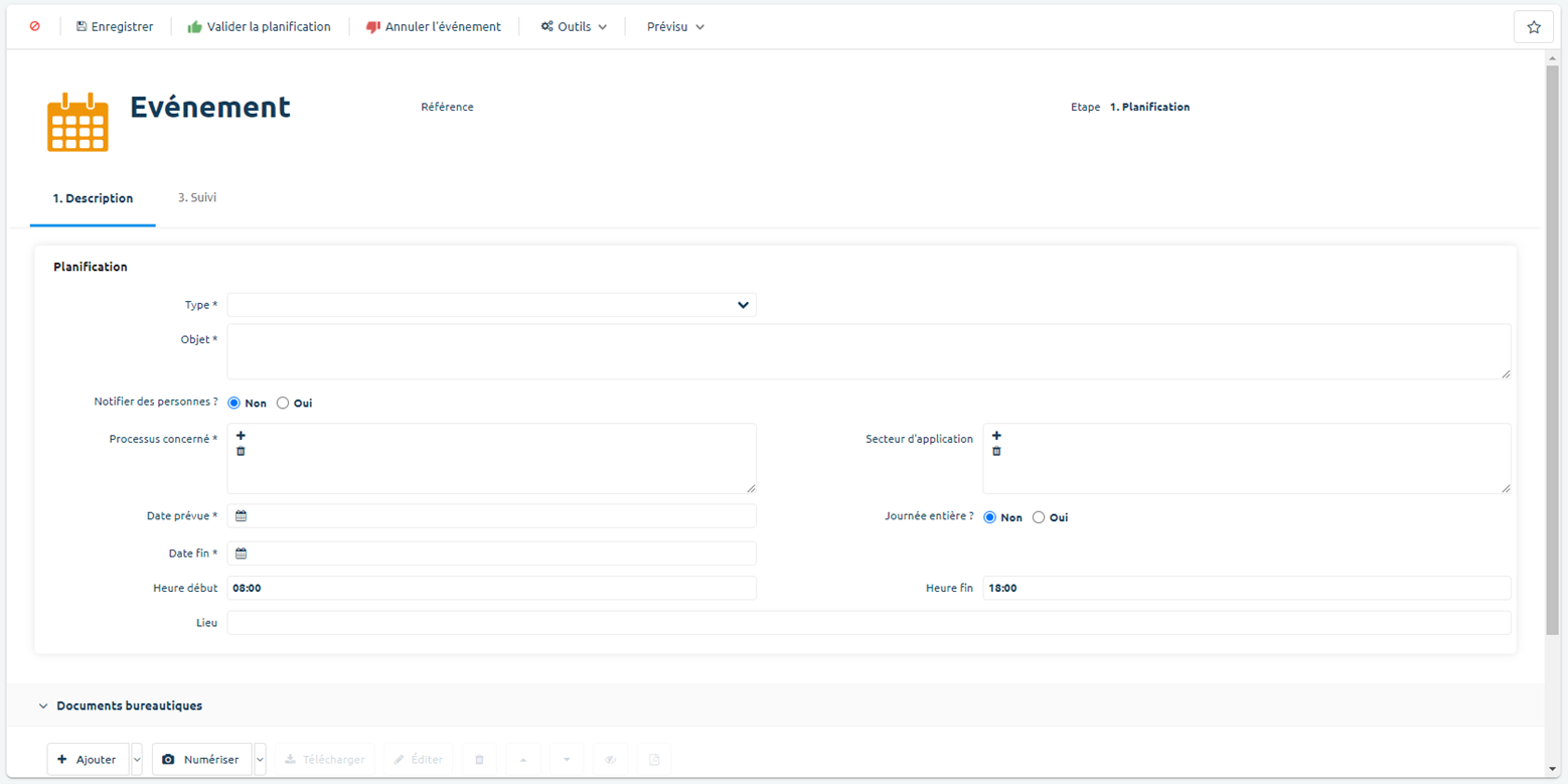 Champs de la fiche Évènement