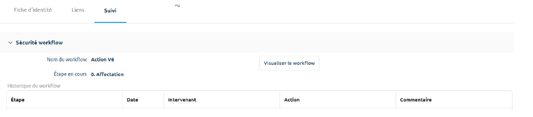 Onglet Suivi — Action