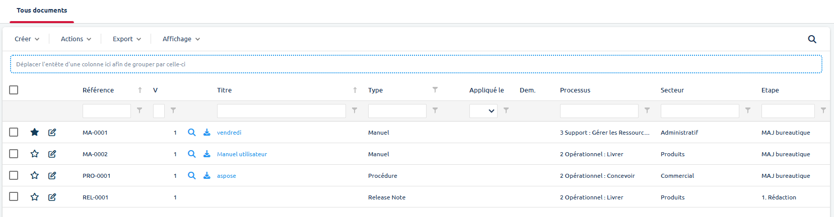 Exemple de vue liste
